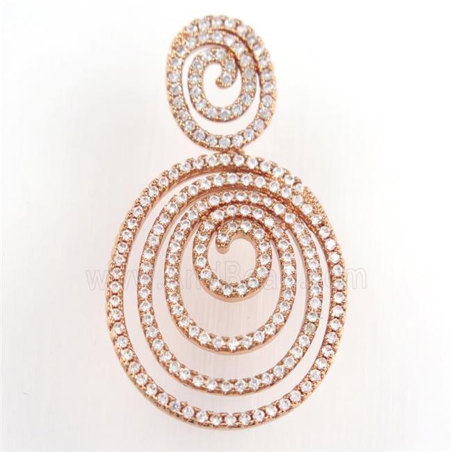 copper pendant paved zircon, rebirth, rose gold