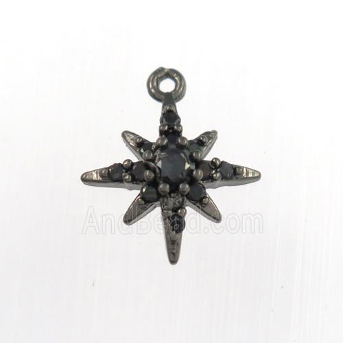 copper northstar pendant paved zircon, black plated