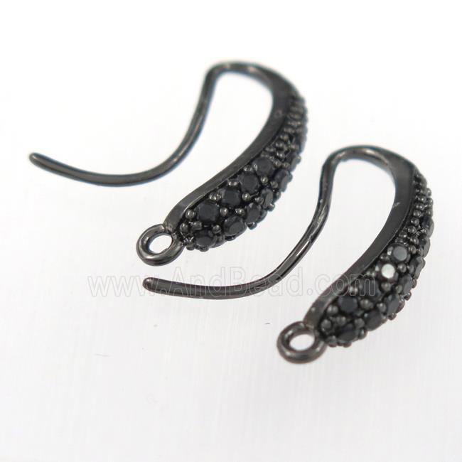 copper earring paved zircon, black plated