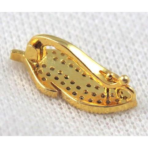 copper pendant paved zircon, leaf, gold plated