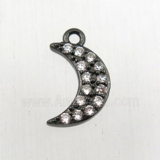 copper moon pendant paved zircon, black plated