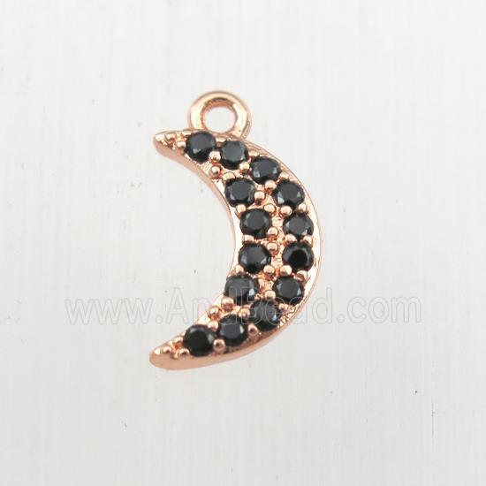copper moon pendant paved zircon, rose gold