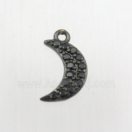 copper moon pendant paved zircon, black plated