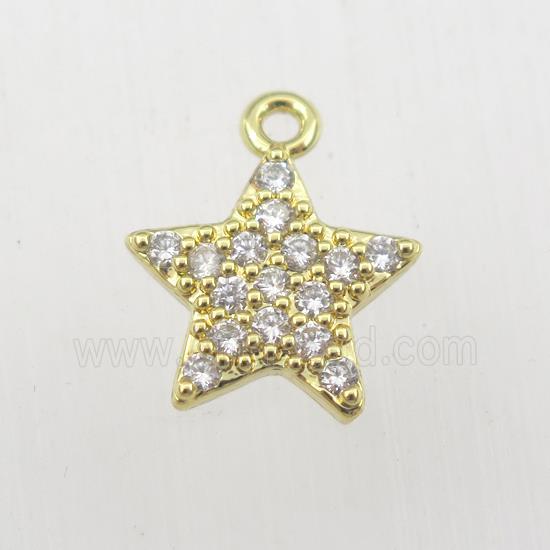 copper star pendant paved zircon, gold plated