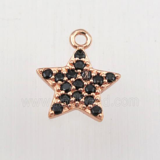 copper star pendant paved zircon, rose gold