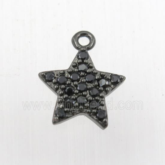 copper star pendant paved zircon, black plated