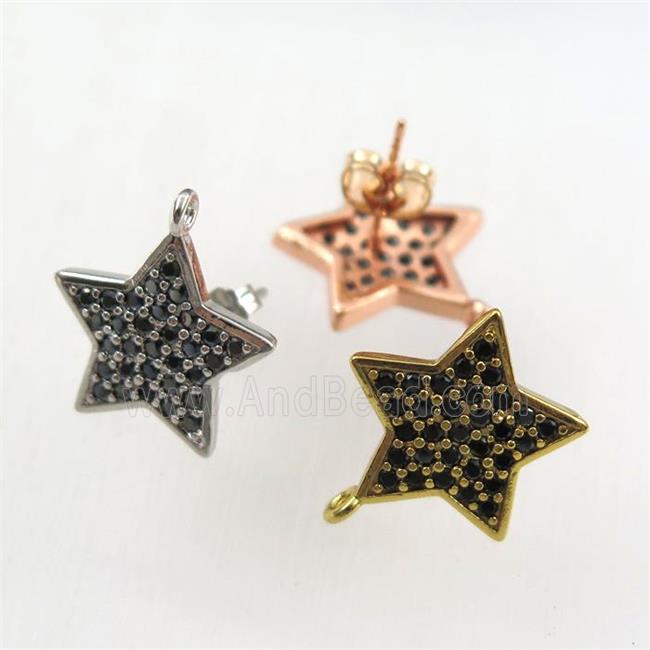 copper earring studs paved zircon