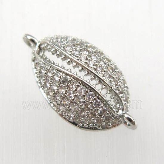 copper connector paved zircon, platinum plated