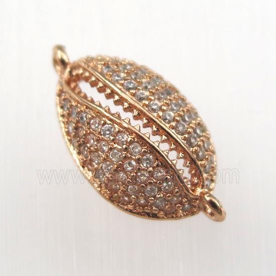 copper connector paved zircon, rose gold
