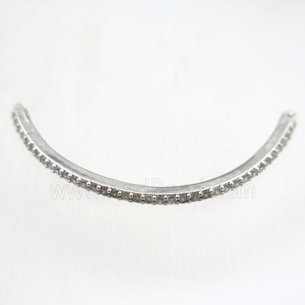 copper connector paved zircon, bend stick, platinum plated