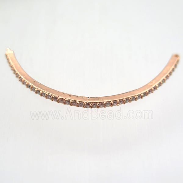 copper connector paved zircon, bend stick, rose gold