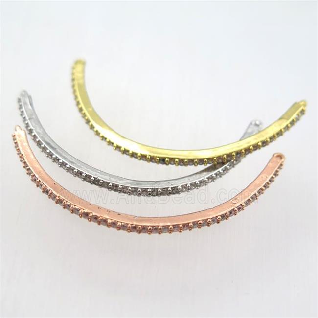 copper connector paved zircon, bend stick, mix color