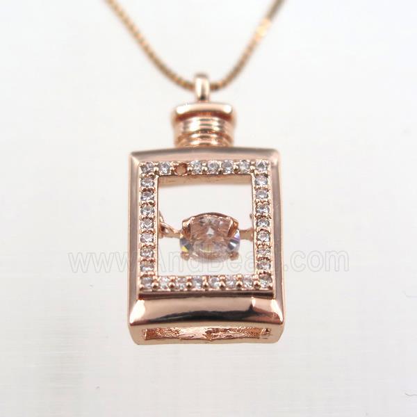 copper necklace pave zircon, rose gold