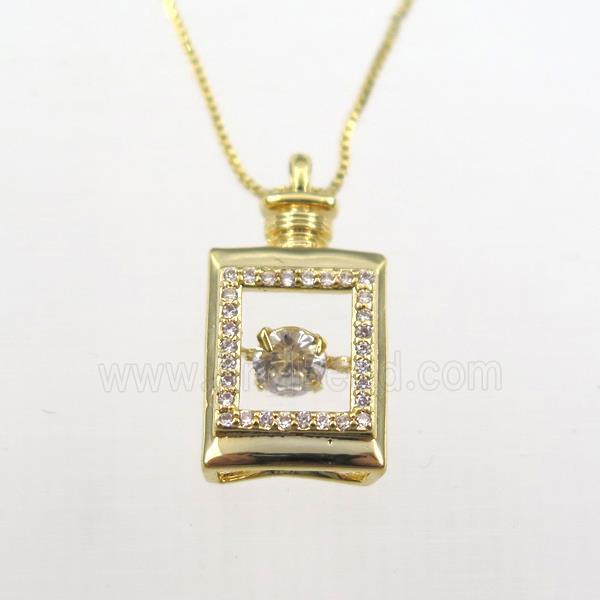 copper necklace pave zircon, gold plated