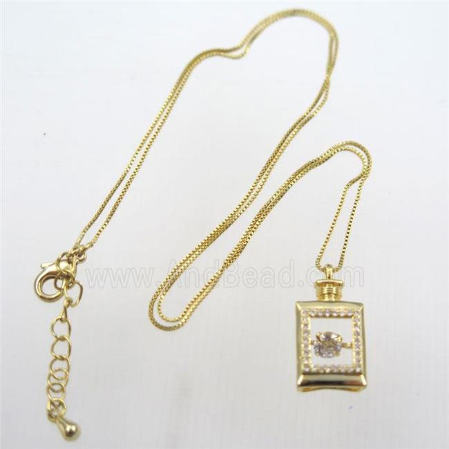 copper necklace pave zircon, gold plated