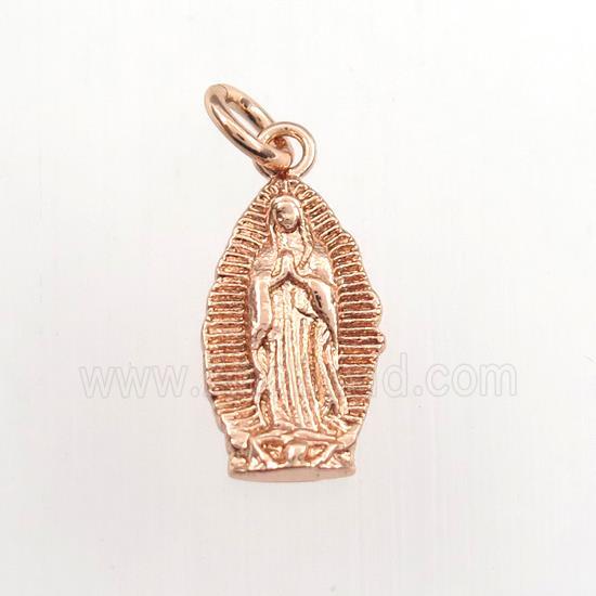 copper Jesus pendant, religious, rose gold