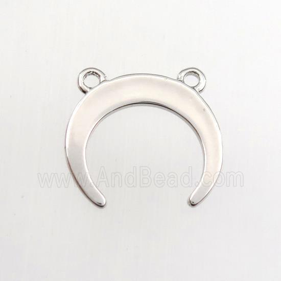 copper crescent pendant, platinum plated