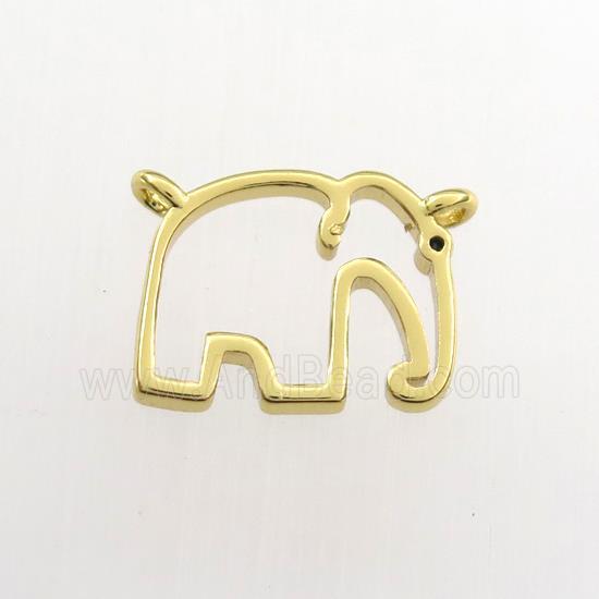 copper elephant pendant with 2loops, gold plated
