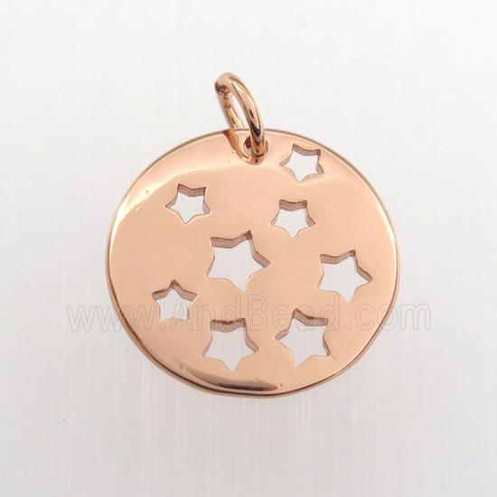 copper circle pendant, rose gold