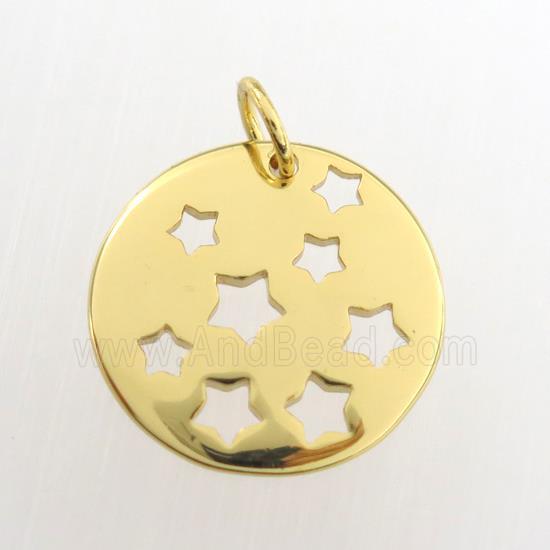 copper circle pendant, gold plated