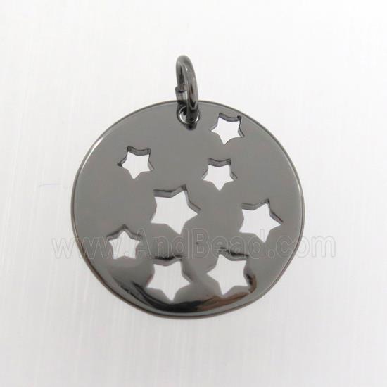 copper circle pendant, black plated