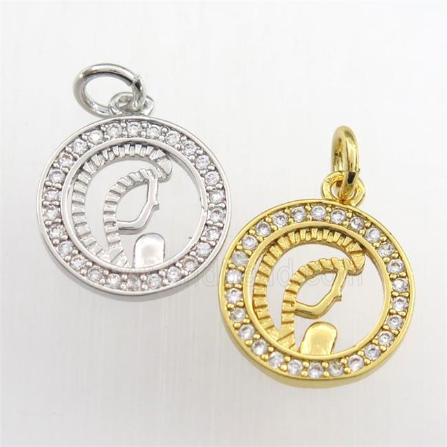 copper pendant paved zircon, circle, mix color