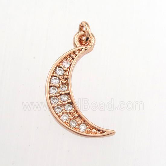copper moon pendant paved zircon, rose gold