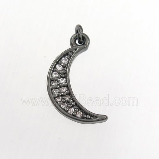 copper moon pendant paved zircon, black plated