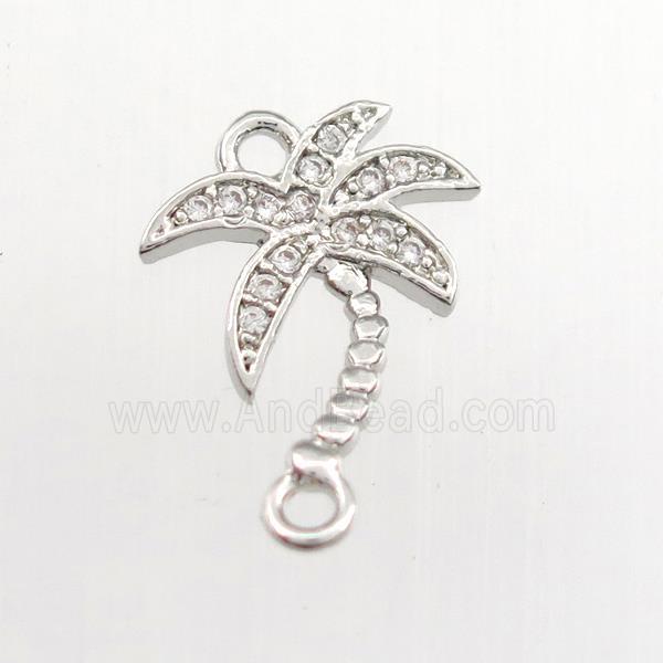 copper coconut tree connector paved zircon, platinum plated