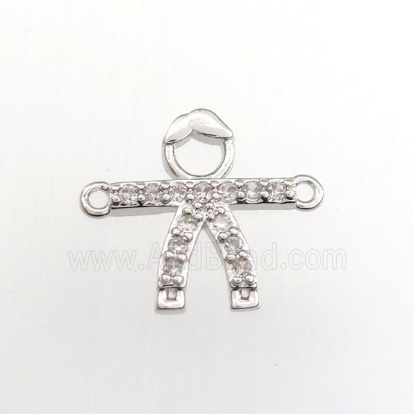copper kids connector paved zircon, platinum plated