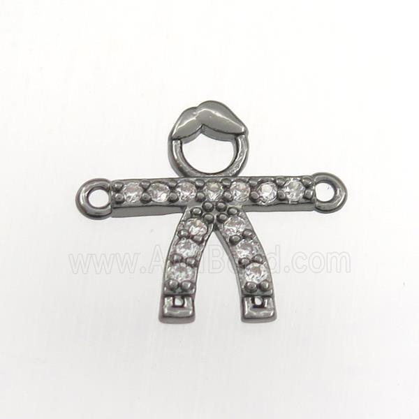 copper kids connector paved zircon, black plated