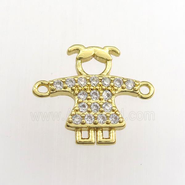 copper kids connector paved zircon, gold plated