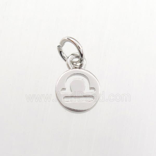 copper circle pendant, zodiac libra, platinum plated