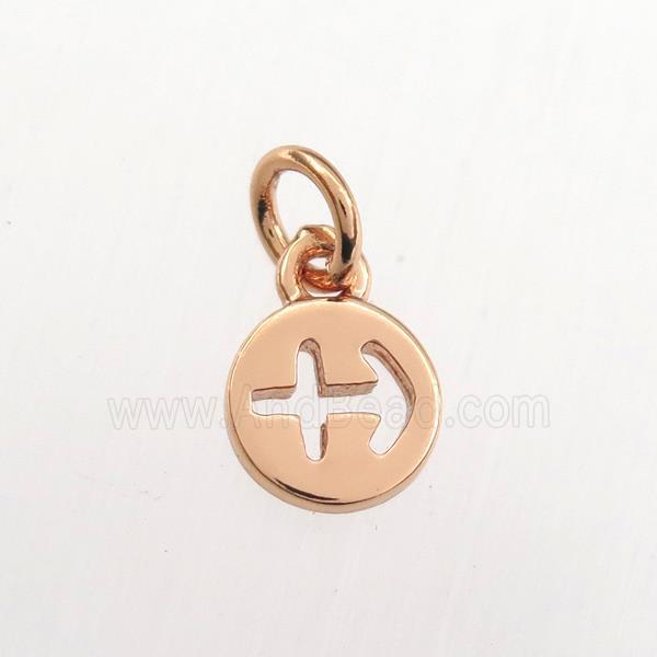 copper circle pendant, zodiac sagittarius, rose gold