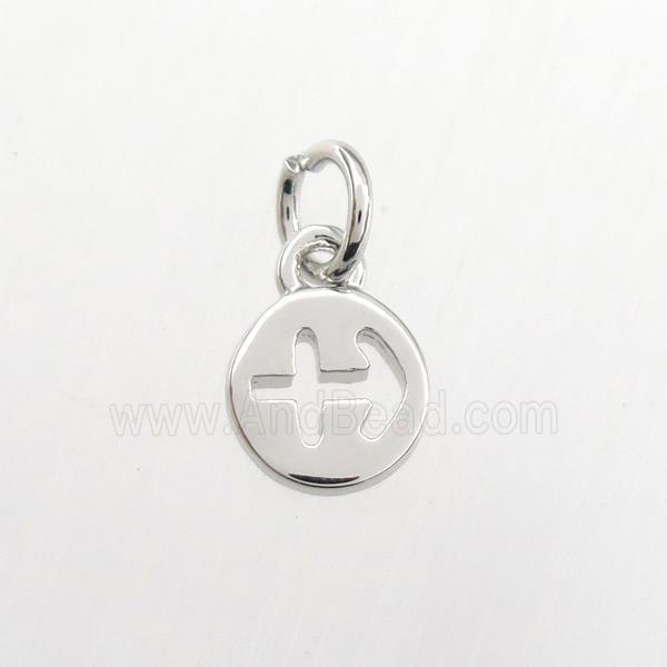 copper circle pendant, zodiac sagittarius, platinum plated