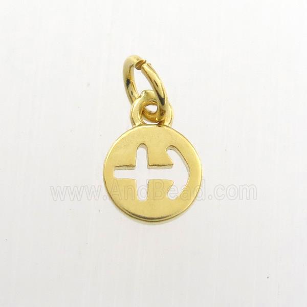 copper circle pendant, zodiac sagittarius, gold plated