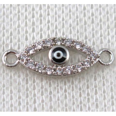 copper eye connector paved zircon, platinum plated