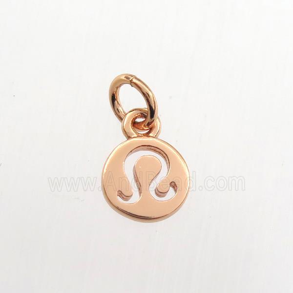 copper circle pendant, zodiac leo, rose gold
