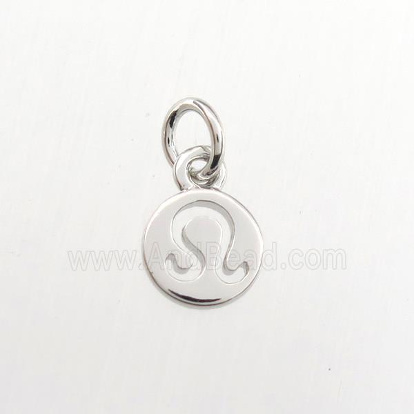 copper circle pendant, zodiac leo, platinum plated