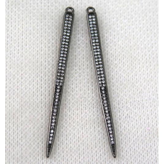 copper spike pendant paved zircon, black plated