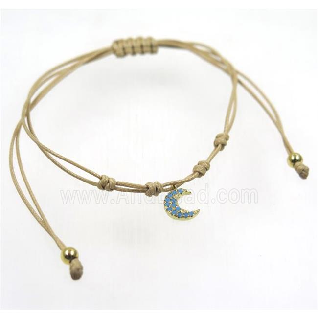 handmade bracelet with moon pave zircon, nylon wire