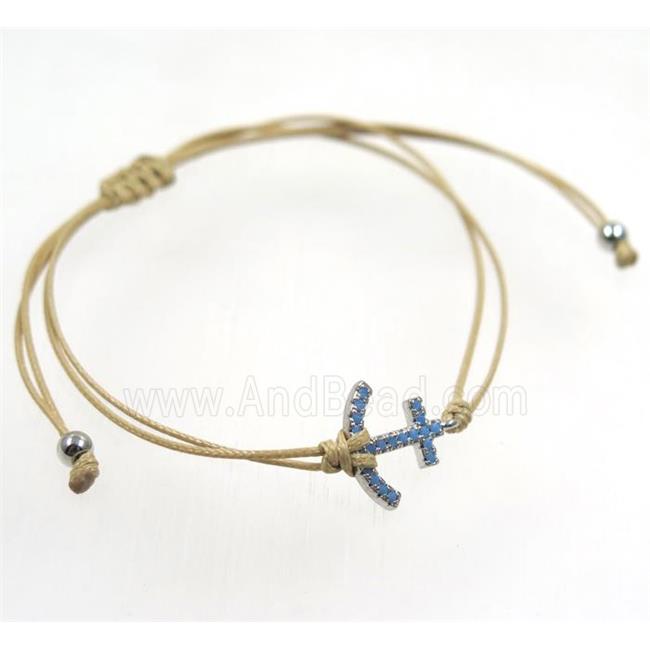 handmade bracelet with anchor pave zircon, nylon wire