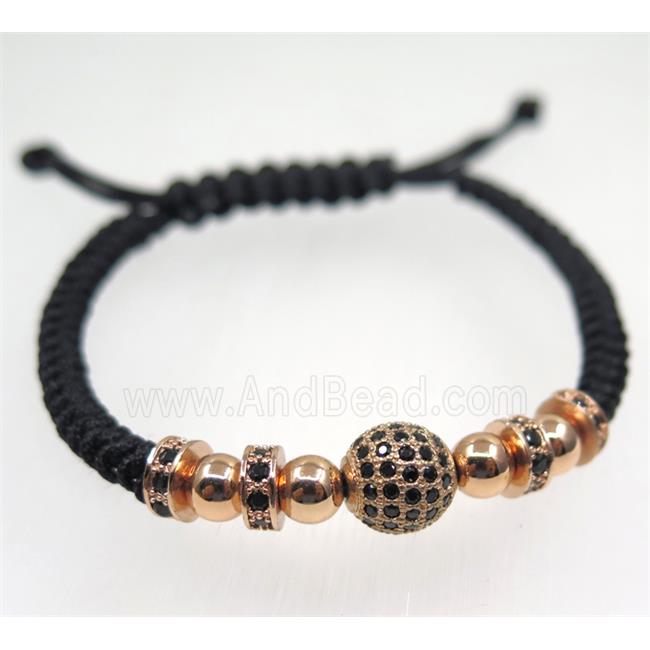 handmade bracelet with ball pave zircon, nylon wire