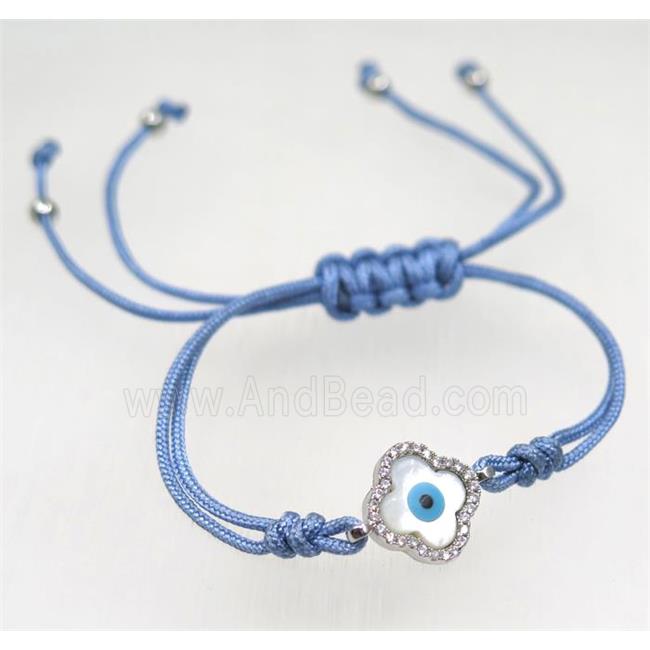 handmade bracelet with Evil eye pave zircon, nylon wire
