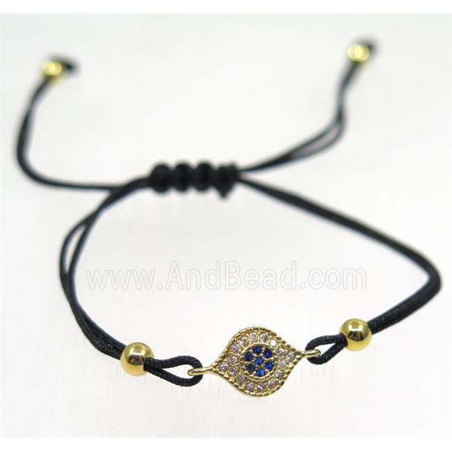 handmade bracelet with eye pave zircon, nylon wire