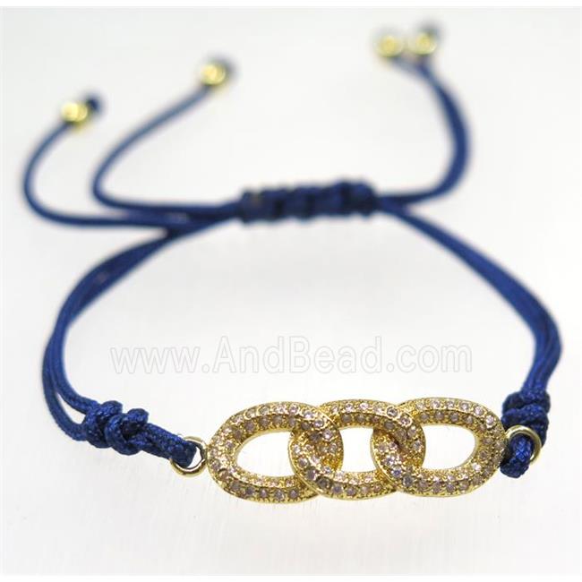 handmade bracelet with Link pave zircon, nylon wire