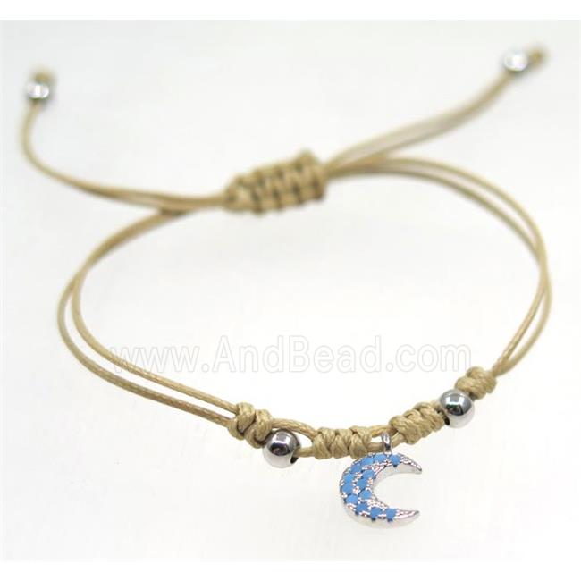 handmade bracelet with Moon pave zircon, nylon wire