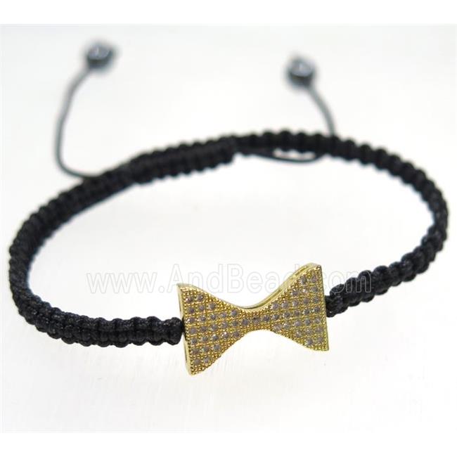handmade bracelet with Bowknot pave zircon, nylon wire
