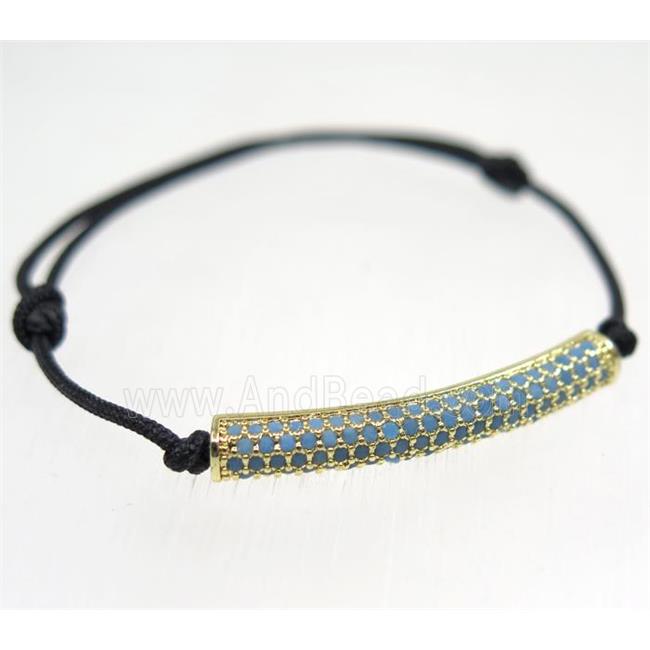 handmade bracelet with tube pave zircon, nylon wire