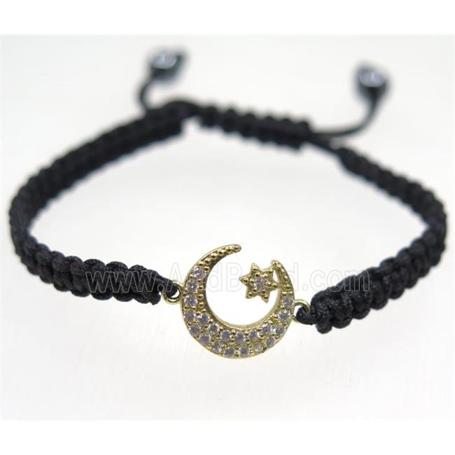 handmade bracelet with Moon pave zircon, nylon wire